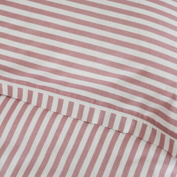 Pink Stripe Duvet Cover And Pillowcase Set Two Sizes, 8 of 9
