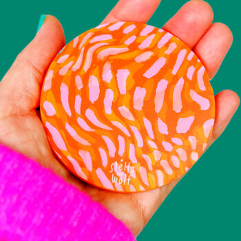 Orange Abstract Pocket Mirror, 3 of 5