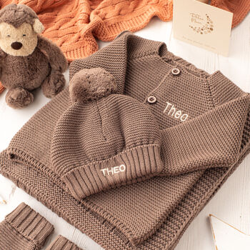 First Birthday Personalised Bobble Hat And Mittens Set, 5 of 12