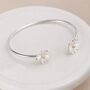 Sterling Silver Double Daisy Flower Cuff Bangle Bracelet, thumbnail 3 of 6