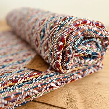 Hand Loomed Recycled Soft Rainbow Blanket Sofa Throw, 8 of 12
