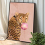 Custom Personalised Cheetah Blowing Bubble Art Print, thumbnail 1 of 7