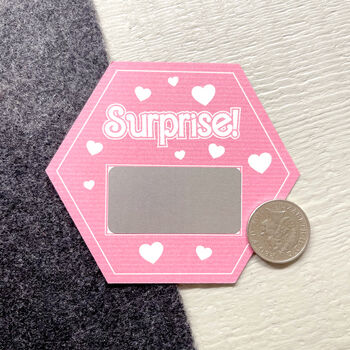 Personalised Pink Hexagon Surprise Message Scratchcard, 2 of 2