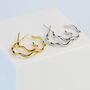 Sterling Silver Wavy Open Hoop Stud Earrings, thumbnail 1 of 6