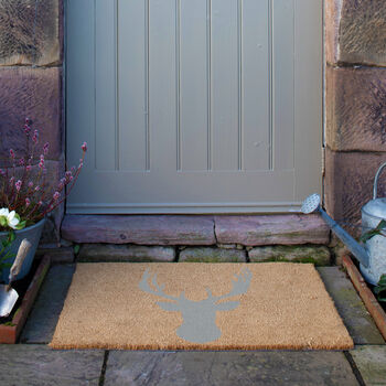 Country Home Stag Head Grey Print Doormat, 2 of 4