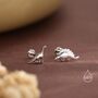 Mismatched Dinosaur Internally Threaded Flat Back Earrings In Sterling Silver, thumbnail 1 of 12