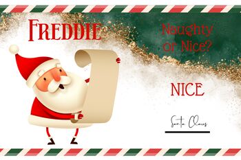 Naughty Or Nice Personalised Christmas Santa List Scratch Card With Envelope, 2 of 7