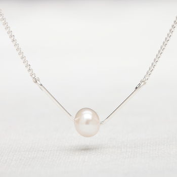 chevron gold pearl pendant by dynasty jewellery | notonthehighstreet.com