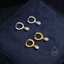 Sterling Silver Dangling Oval Aqua Green Opal Hoop Earrings, thumbnail 4 of 12