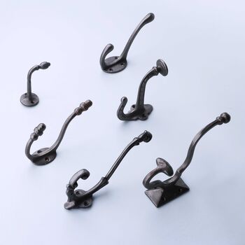 G Decor Heavy Duty Cast Iron Coat Hooks Decorative Antique Wall Hooks, 3 of 9