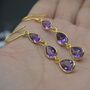 Amethyst Gold Plated Silver Drop Earrings, thumbnail 8 of 8