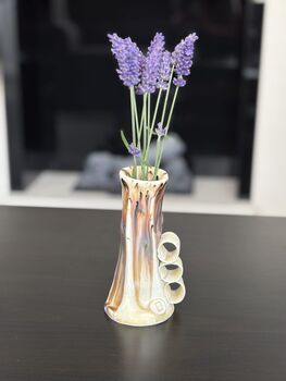 Handmade Ceramic Vase Artisan Glaze And Sculptural Detail, 3 of 5