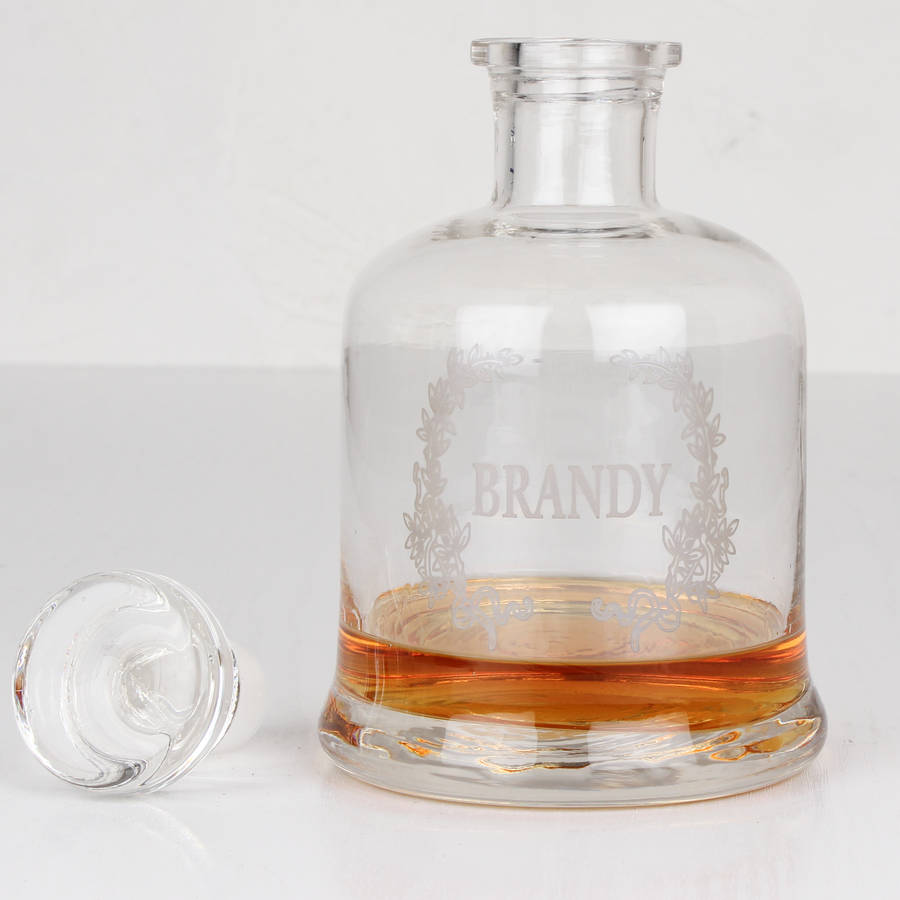 glass etched brandy decanter by dibor
