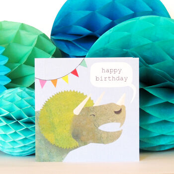 Triceratops Dinosaur Birthday Card, 4 of 5