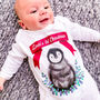 Personalised Cute Penguin 1st Christmas Sleepsuit, thumbnail 1 of 5