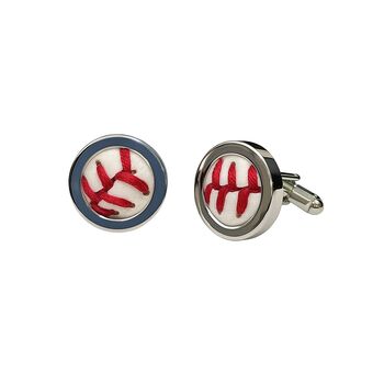 Personalised Baseball Leather Cufflinks, 3 of 11