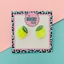 Yellow Glitter Lemon Stud Earrings, thumbnail 5 of 5