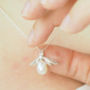 Sterling Silver Pearl Bee Pendant, thumbnail 1 of 5