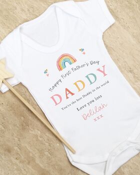 Personalised My 1st Father’s Day Babygrow Rainbow Design, 2 of 4