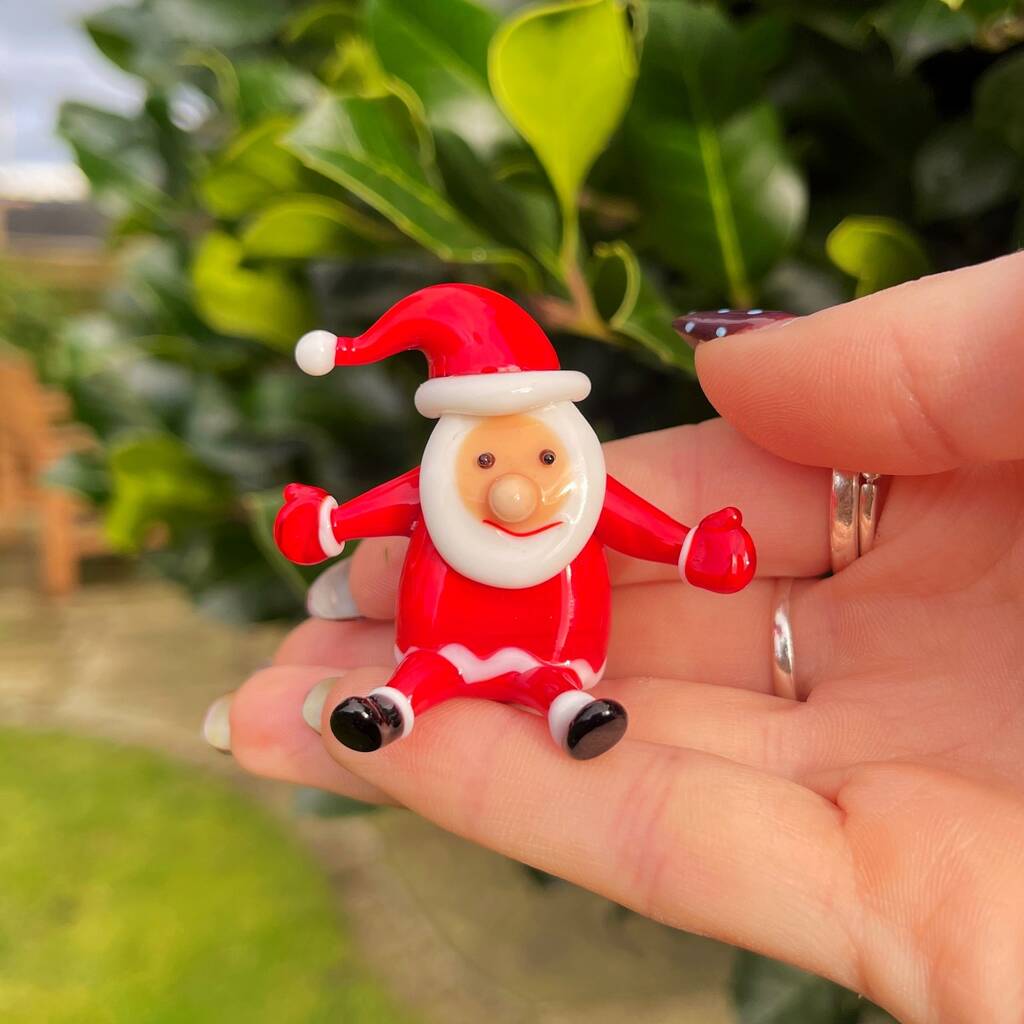Hand Blown Christmas Tiny Glass Santa, 1 of 4