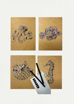 Shaded Fish Pointillism Diy Art Kit Set Of Four, 5 of 9