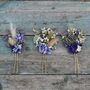 Set Of Three Wedding Dried Flower Hair Pins Meadow Blues, thumbnail 1 of 4