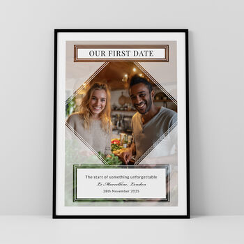 Our First Date Couples Photo Print Personalised Dating Gift, 3 of 5