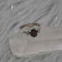Red Garnet, Cz Sterling Silver Ring: January Birthstone, Handmade Stacking Ring, UK Size L, thumbnail 2 of 9