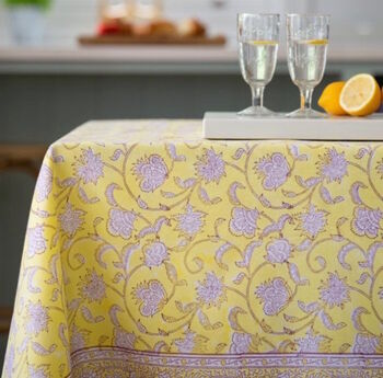 Lemon Berry Cotton Hand Block Tablecloth, 2 of 2