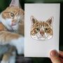 Personalised Cat Face Portrait Print, Cat Lover Gift, thumbnail 3 of 11