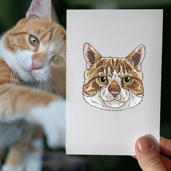 Personalised Cat Face Portrait Print, Cat Lover Gift, 3 of 11