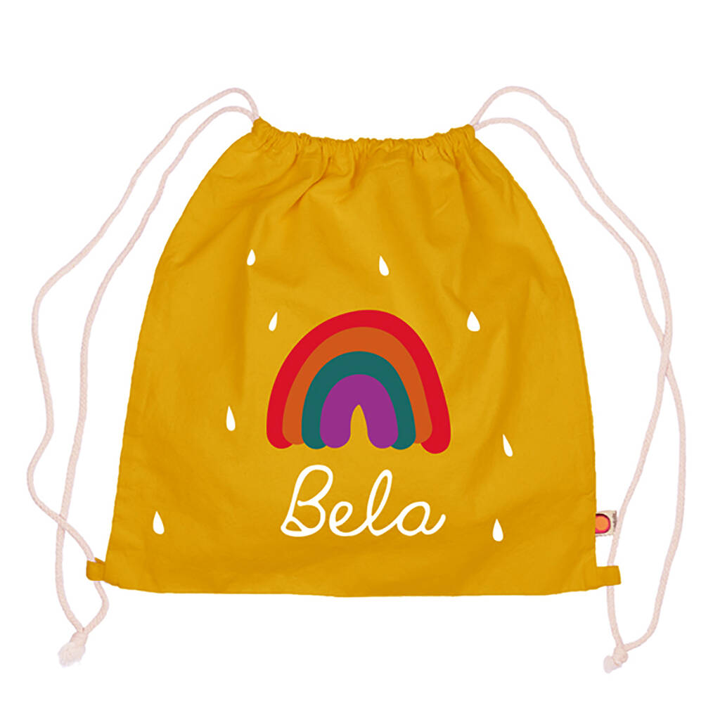 Kids Rainbow Gym Bag With Name By Holubolu personalised childrens