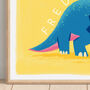 Personalised Dinosaur Name Print Featuring Triceratops, thumbnail 3 of 10