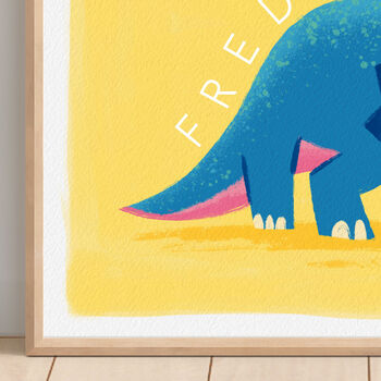 Personalised Dinosaur Name Print Featuring Triceratops, 3 of 10