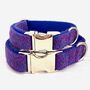 Blueberry Harris Tweed Dog Collar, thumbnail 1 of 3