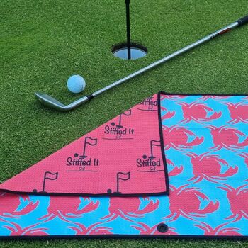Personalised Crab At Golf, Golf Towel, 3 of 5