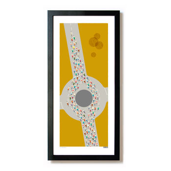 Peloton Roundabout Cycling Art Poster, 2 of 9