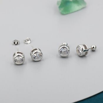 Extra Large 6mm Cz Stud Earrings In Sterling Silver, 2 of 12