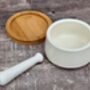 Scandi Home Cream And Wood Pestle And Mortar, thumbnail 2 of 4