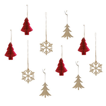 Wooden Trees And Foliage Christmas Hanging Decorations, 3 of 3
