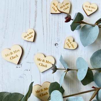 Personalised Wooden Heart Table Decoration Confetti Mix, 4 of 5