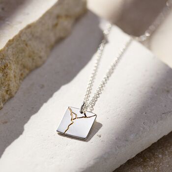 Square Personalised Kintsugi Pendant Necklace, 3 of 8