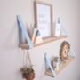 Pair Of Floating Nursery Shelves With Blue Cotton Straps, thumbnail 2 of 10
