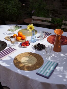 Block Stripe Napkins Set Of Two: Aubergine/Mauve, 7 of 8