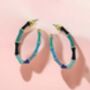Antonia Thin Bamboo Hoop Earrings In Blue, thumbnail 1 of 3