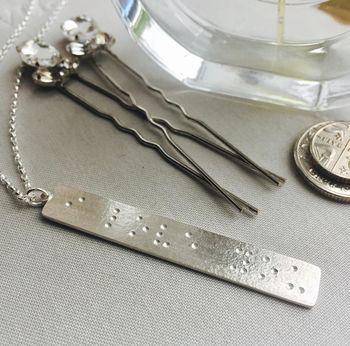 Braille Style Personalised Silver Necklace, 3 of 6