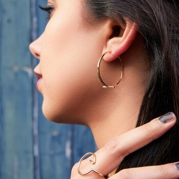 Minimalist Bar Gold Plated Hoop Earrings, 2 of 6
