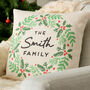 Personalised Christmas Family Wreath Decoration Cushion, thumbnail 2 of 2