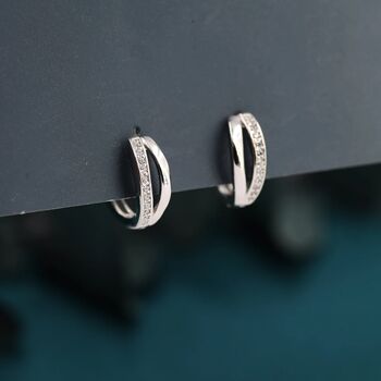 Double Hoop Earrings In Sterling Silver, 4 of 12