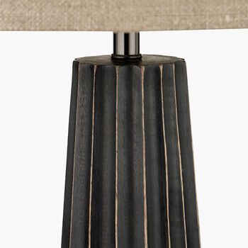 Black Wash Mango Wood Textured Cone Table Lamp, 5 of 8